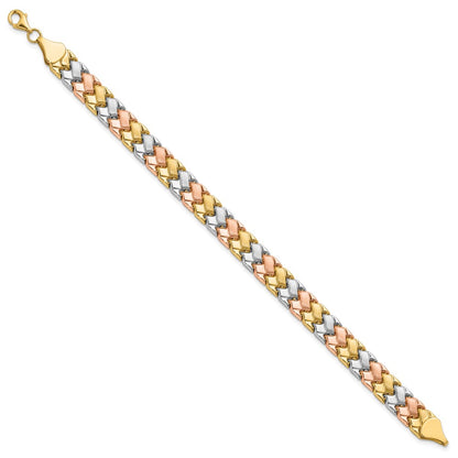 10K Two Tone Wht Rhodium Polished/Satin Fancy Link Bracelet