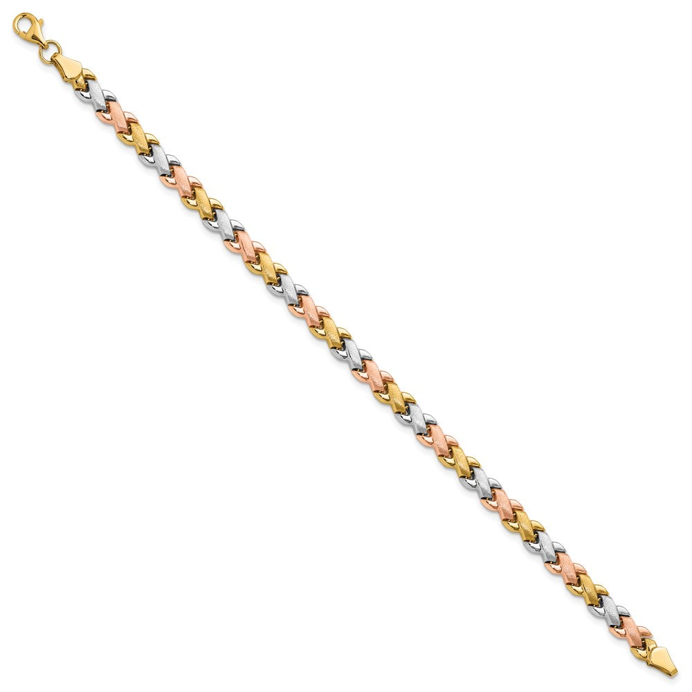 10K Two Tone Wht Rhodium Polished/Satin Fancy Link Bracelet