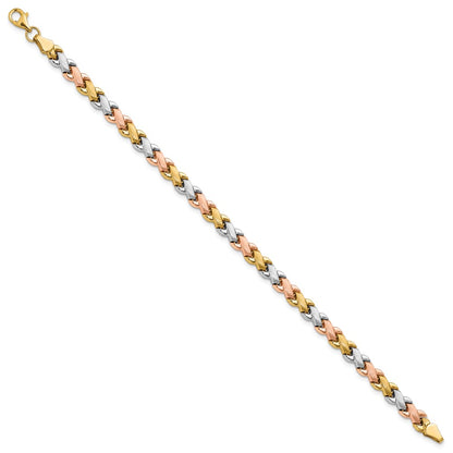 10K Two Tone Wht Rhodium Polished/Satin Fancy Link Bracelet