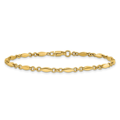 10K Yellow Gold Polished Fancy Link Bracelet