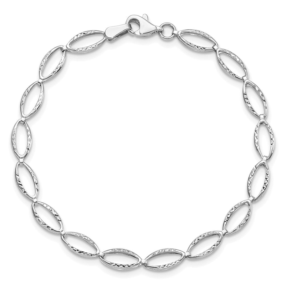 10K White Gold Polished And D/C Bracelet