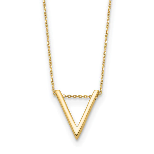10K Yellow Gold Polished V Necklace