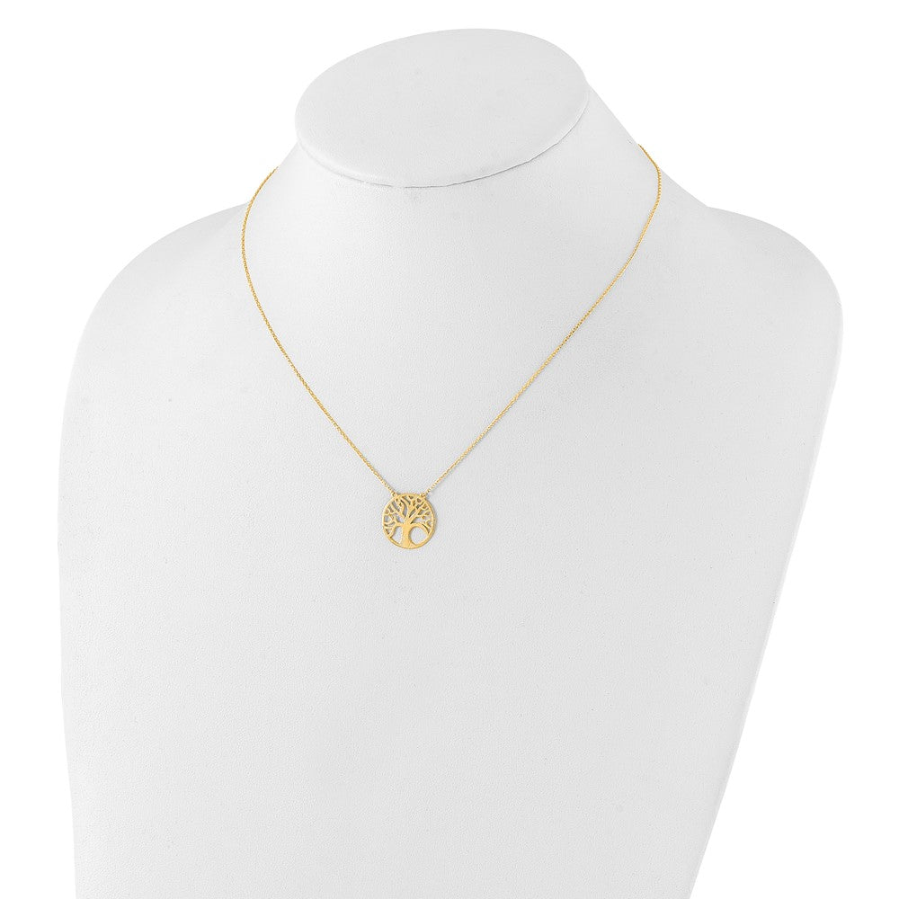 10K Yellow Gold Polished Tree Of Life Necklace