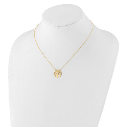 10K Yellow Gold Polished Tree Of Life Necklace