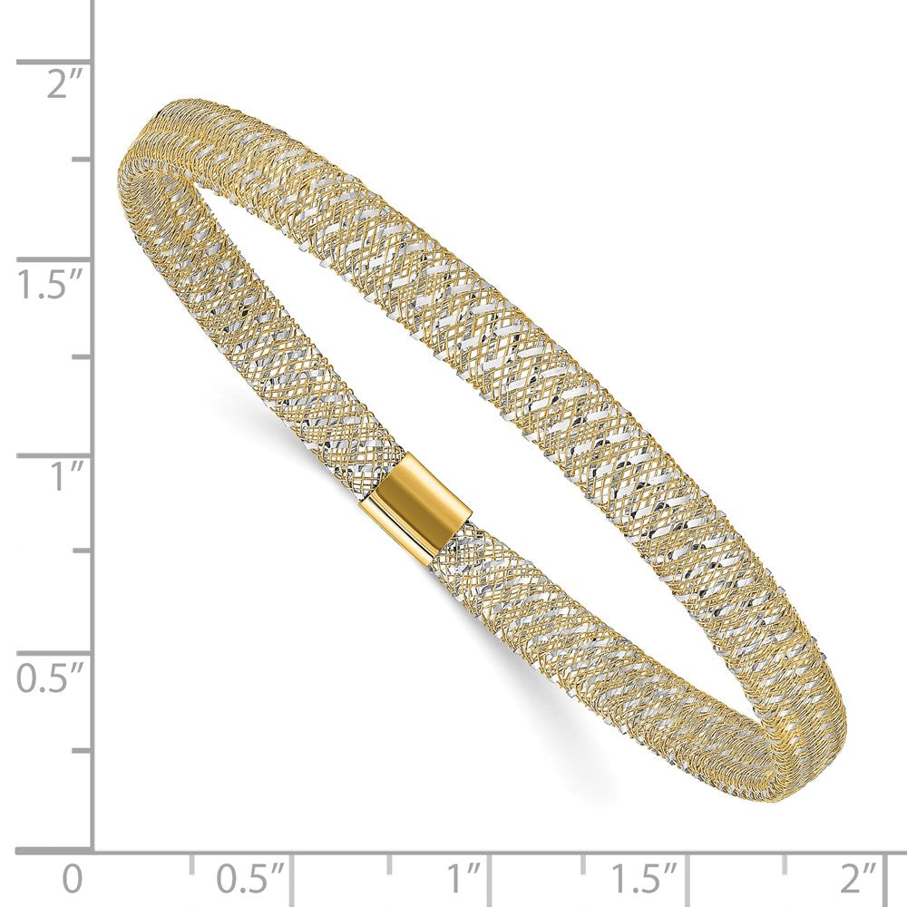 10K Yellow Rhodium With Plating Polished Stretch Bangle