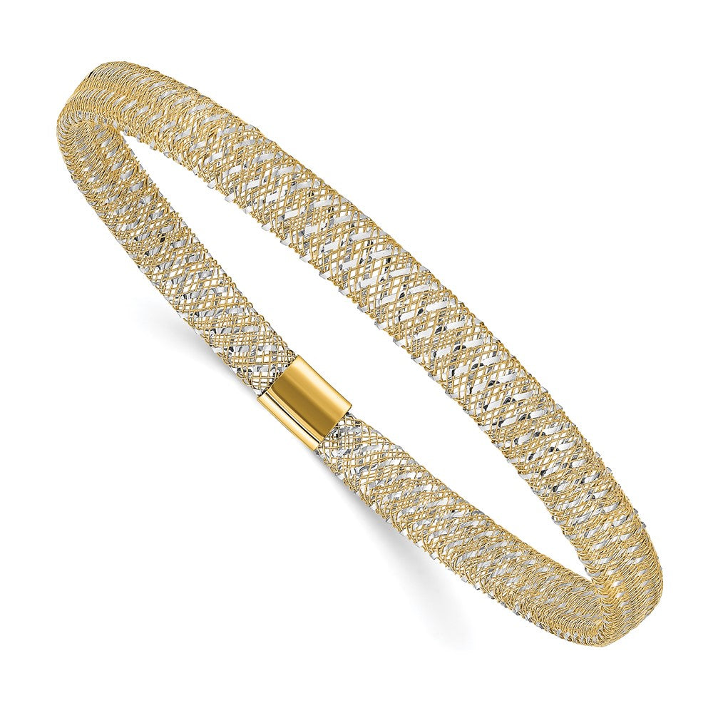 10K Yellow Rhodium With Plating Polished Stretch Bangle