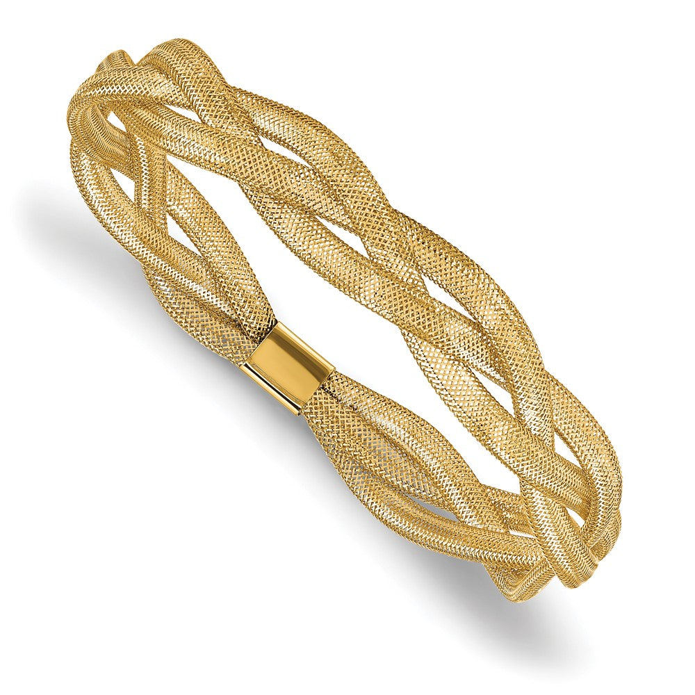 10K Yellow Gold Fancy Stretch Bangle Bracelet