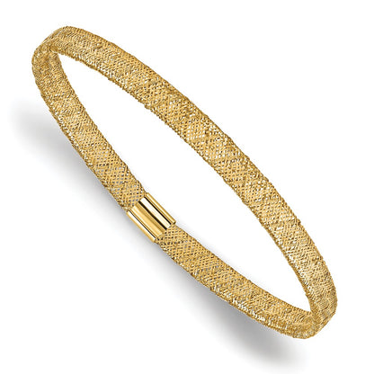 10K Yellow Gold Fancy Stretch Bangle Bracelet
