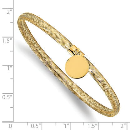 10K Yellow Gold Stretch Mesh Dangle Charm Bracelet