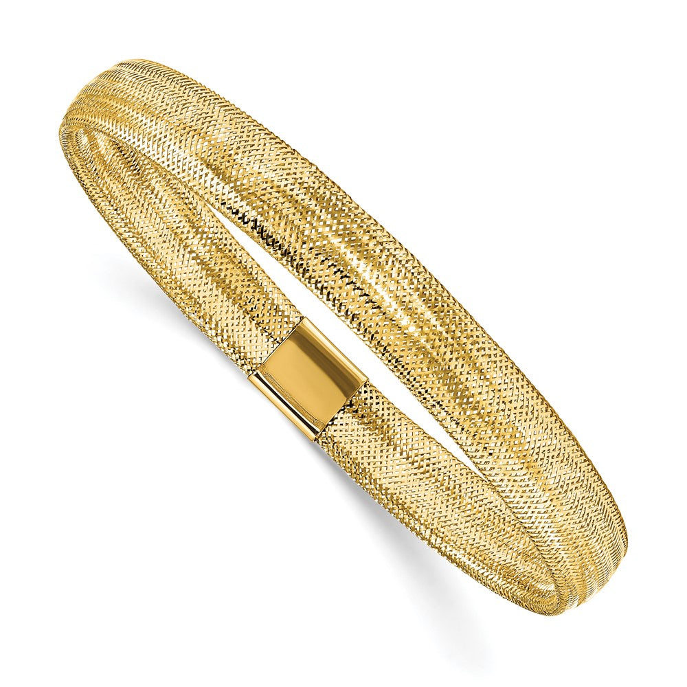 10K Yellow Gold Polished Mesh Stretch Bracelet