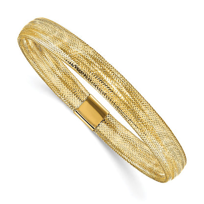 10K Yellow Gold Polished Mesh Stretch Bracelet