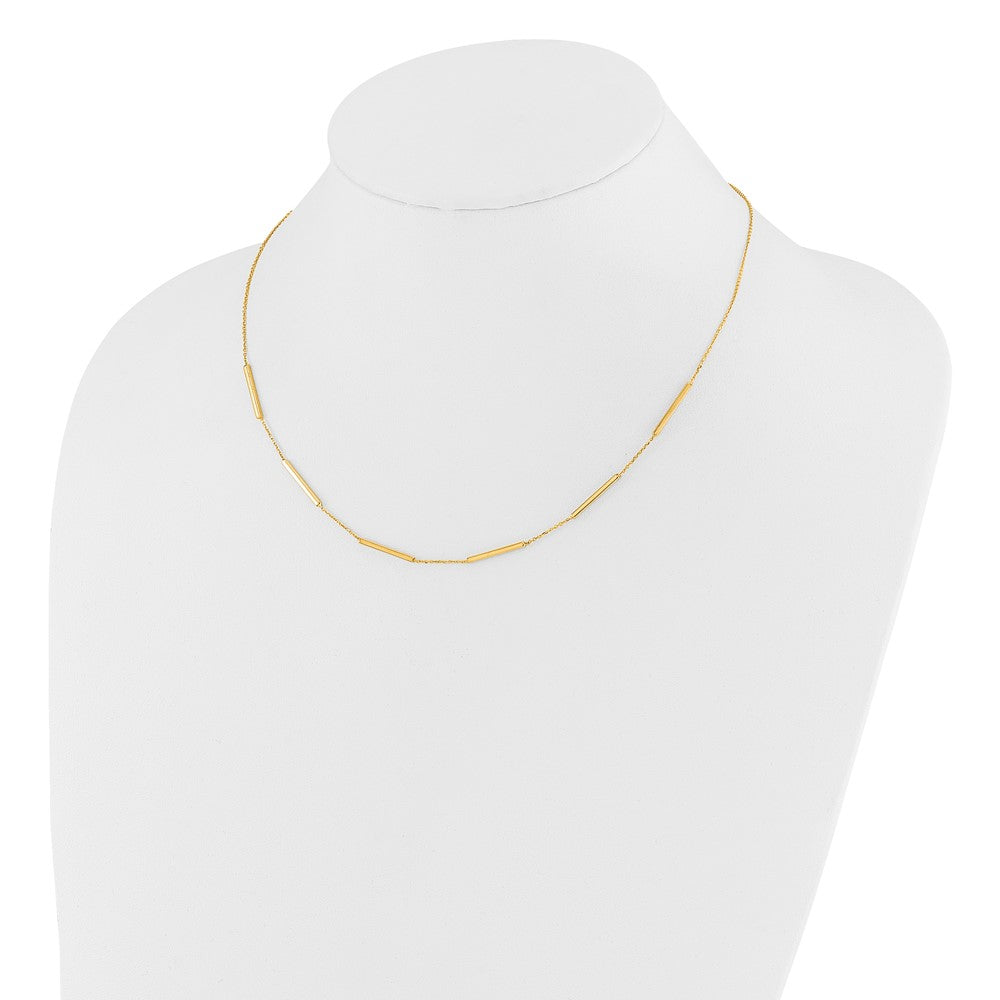 10K Yellow Gold Polished 6 Bar Stations 16In With 1.5In Ext Necklace