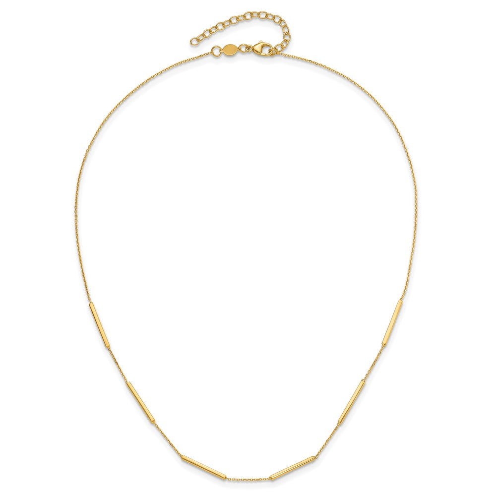 10K Yellow Gold Polished 6 Bar Stations 16In With 1.5In Ext Necklace