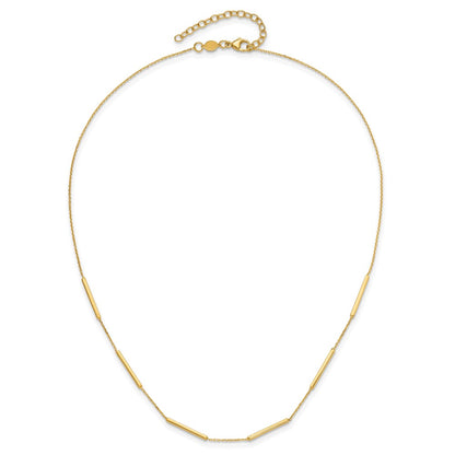 10K Yellow Gold Polished 6 Bar Stations 16In With 1.5In Ext Necklace