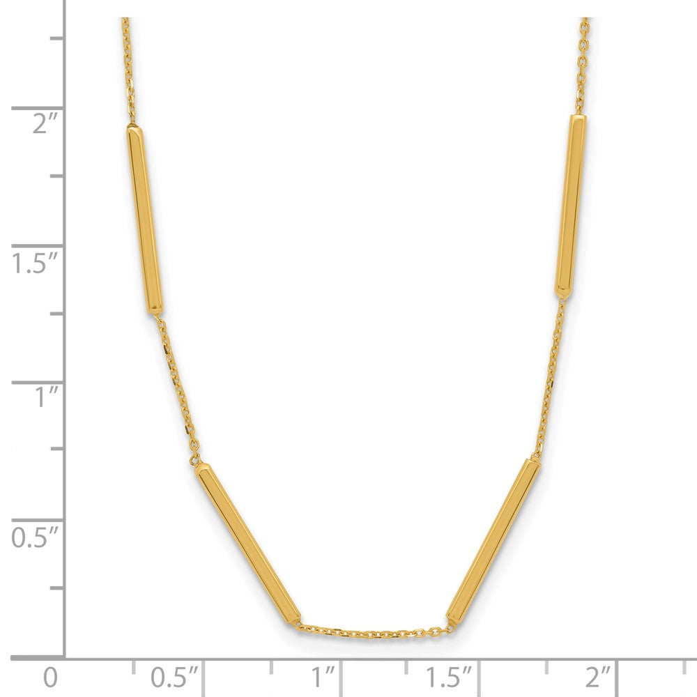 10K Yellow Gold Polished 6 Bar Stations 16In With 1.5In Ext Necklace