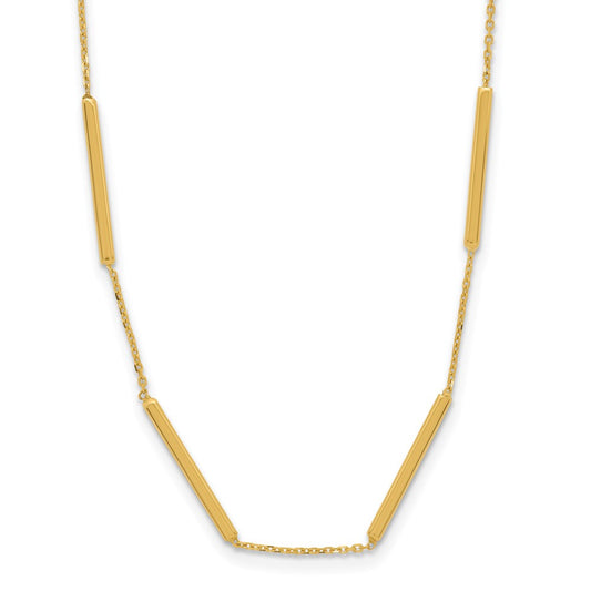 10K Yellow Gold Polished 6 Bar Stations 16In With 1.5In Ext Necklace