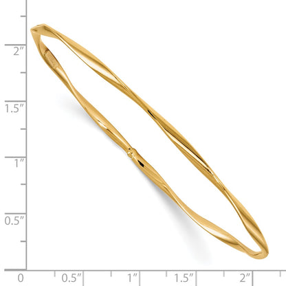 10K Yellow Gold Polished Twisted Slip On Bangle