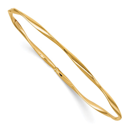 10K Yellow Gold Polished Twisted Slip On Bangle