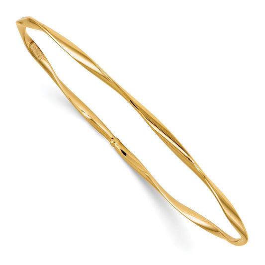 10K Yellow Gold Polished Twisted Slip On Bangle