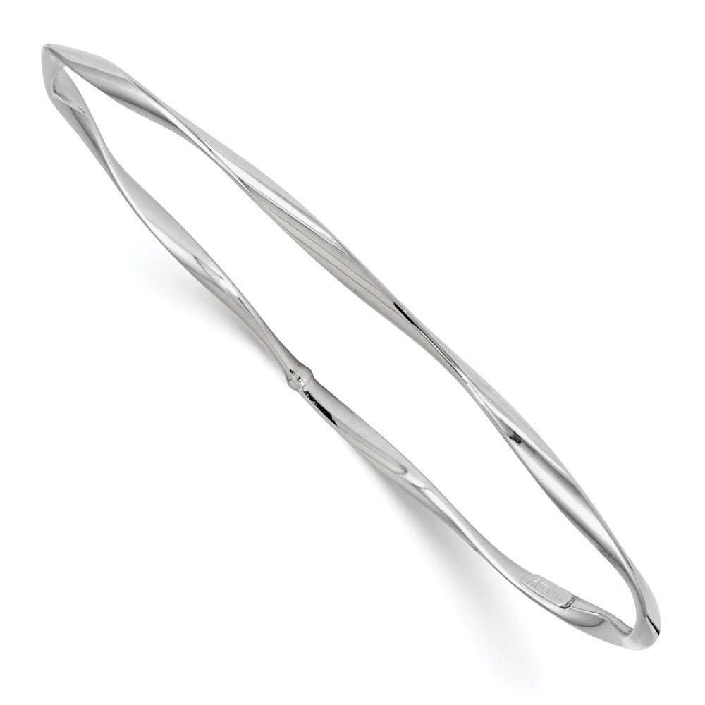 10K White Gold Polished Twisted Slip On Bangle