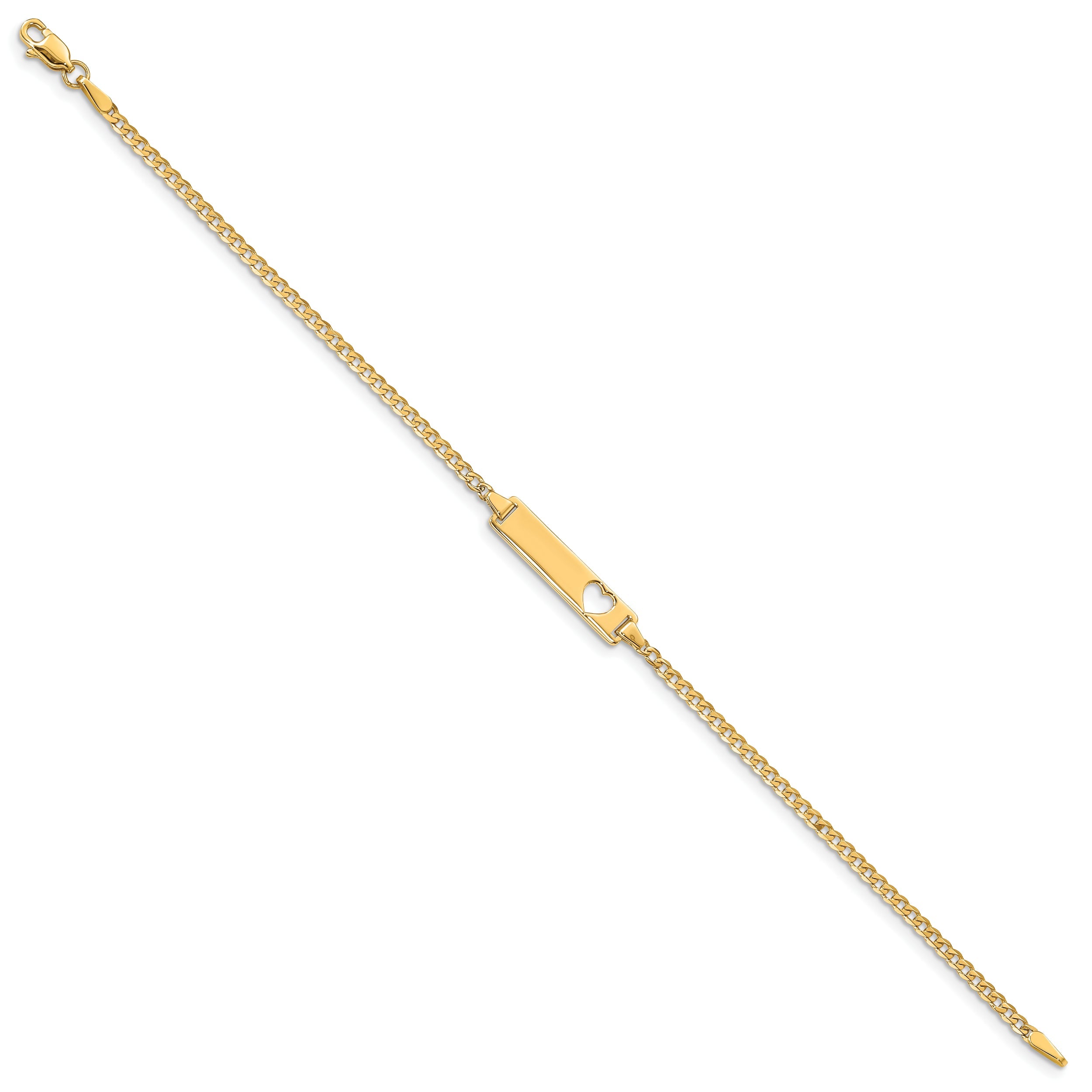 10K Yellow Gold Flat Curb Link Id Bracelet