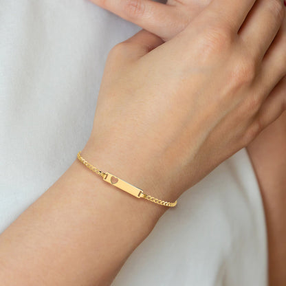 10K Yellow Gold Flat Curb Link Id Bracelet