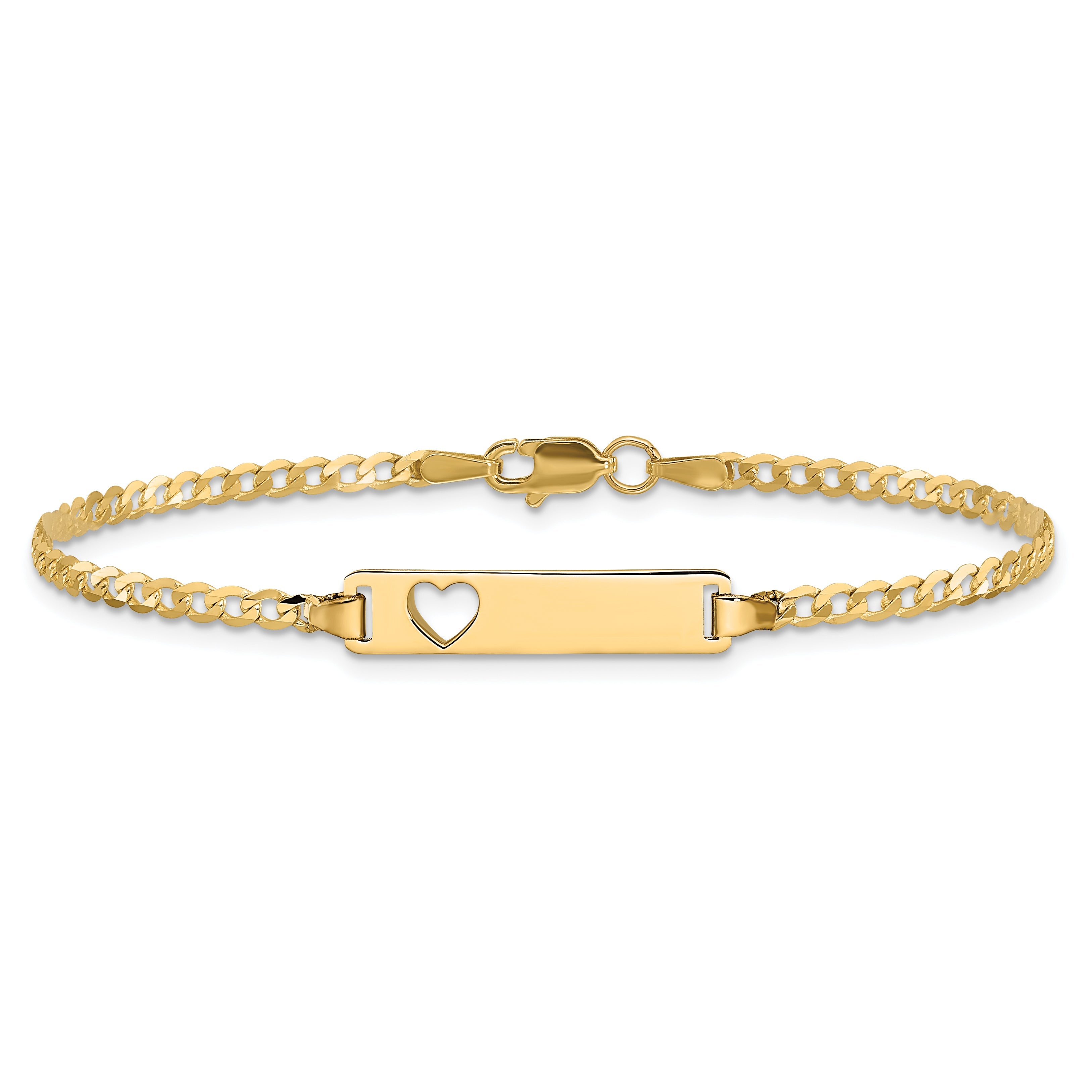 10K Yellow Gold Flat Curb Link Id Bracelet