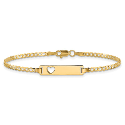 10K Yellow Gold Flat Curb Link Id Bracelet