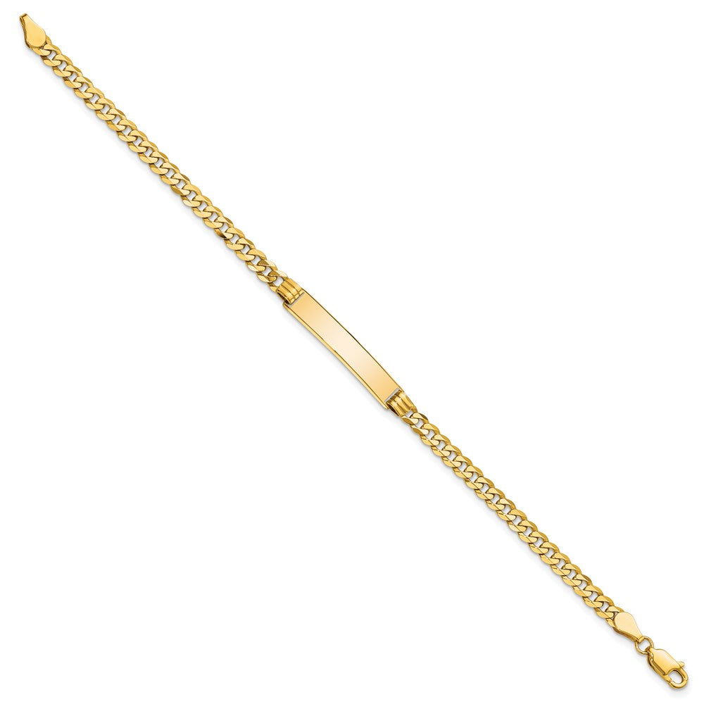 10K Yellow Gold Flat Curb Link Id Bracelet
