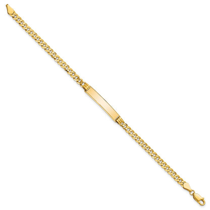 10K Yellow Gold Flat Curb Link Id Bracelet