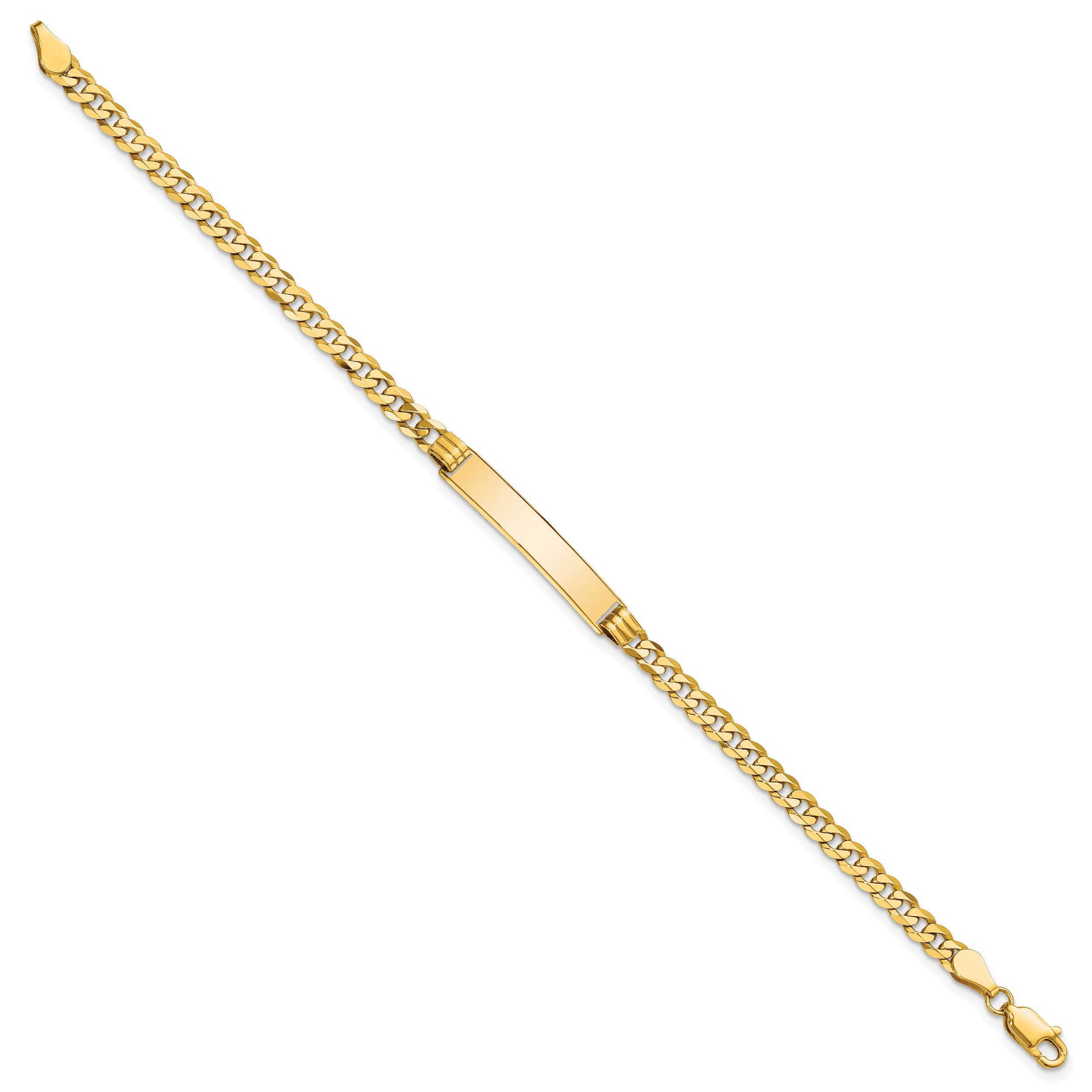 10K Yellow Gold Flat Curb Link Id Bracelet