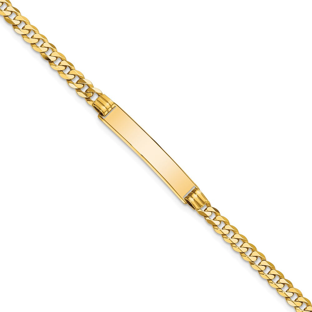 10K Yellow Gold Flat Curb Link Id Bracelet