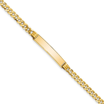 10K Yellow Gold Flat Curb Link Id Bracelet