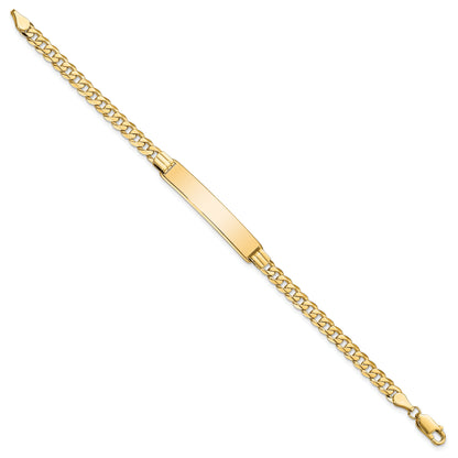 10K Yellow Gold Flat Curb Link Id Bracelet