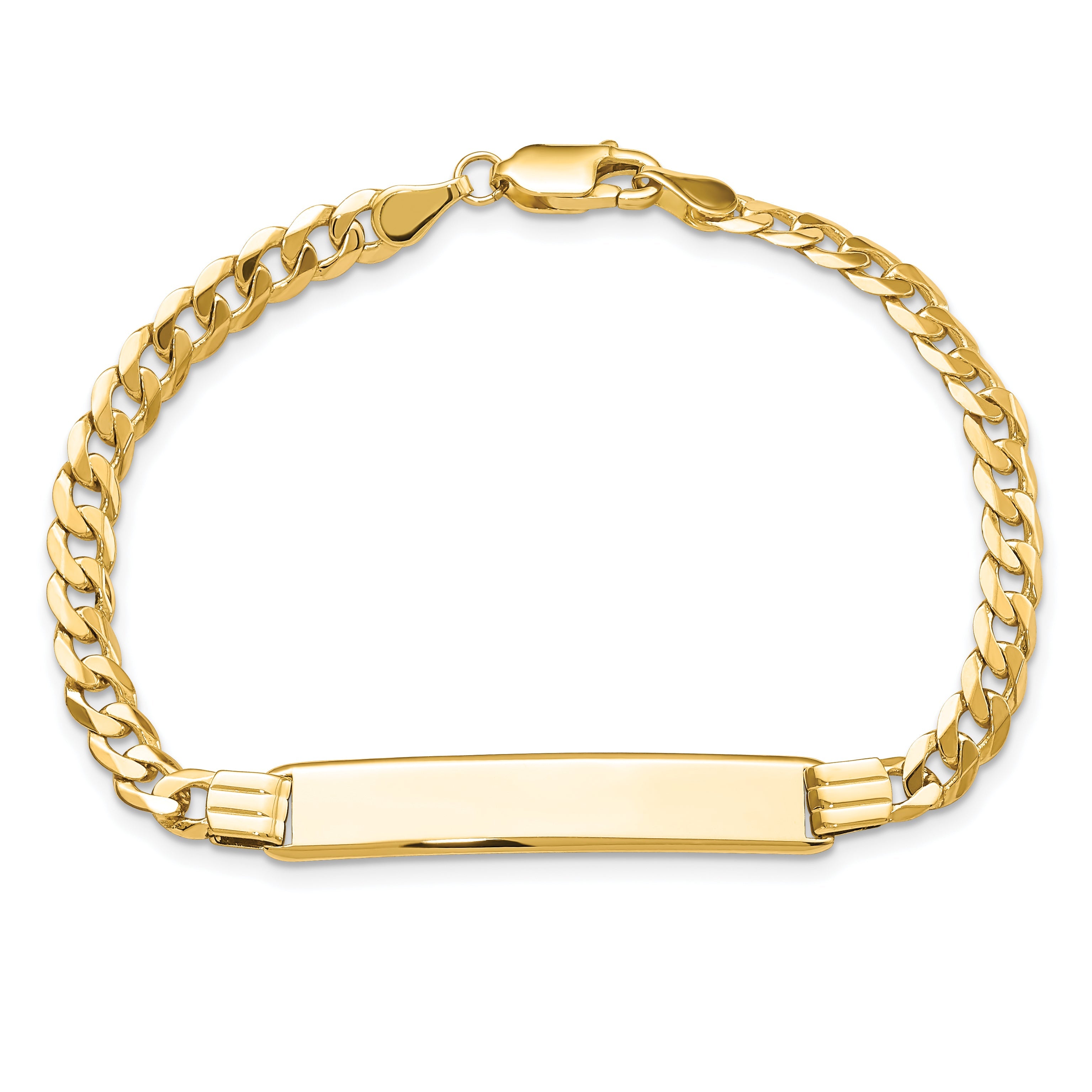 10K Yellow Gold Flat Curb Link Id Bracelet