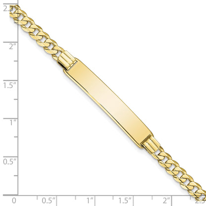 10K Yellow Gold Flat Curb Link Id Bracelet