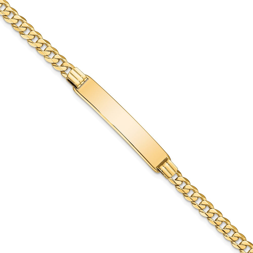 10K Yellow Gold Flat Curb Link Id Bracelet