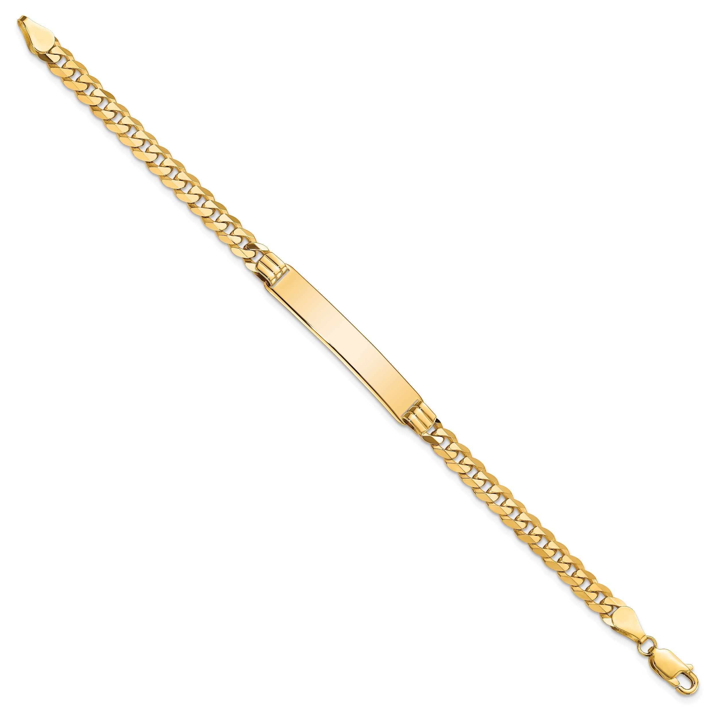 10K Yellow Gold Flat Curb Link Id Bracelet