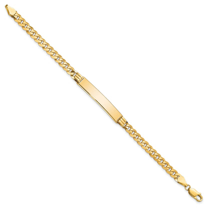 10K Yellow Gold Flat Curb Link Id Bracelet