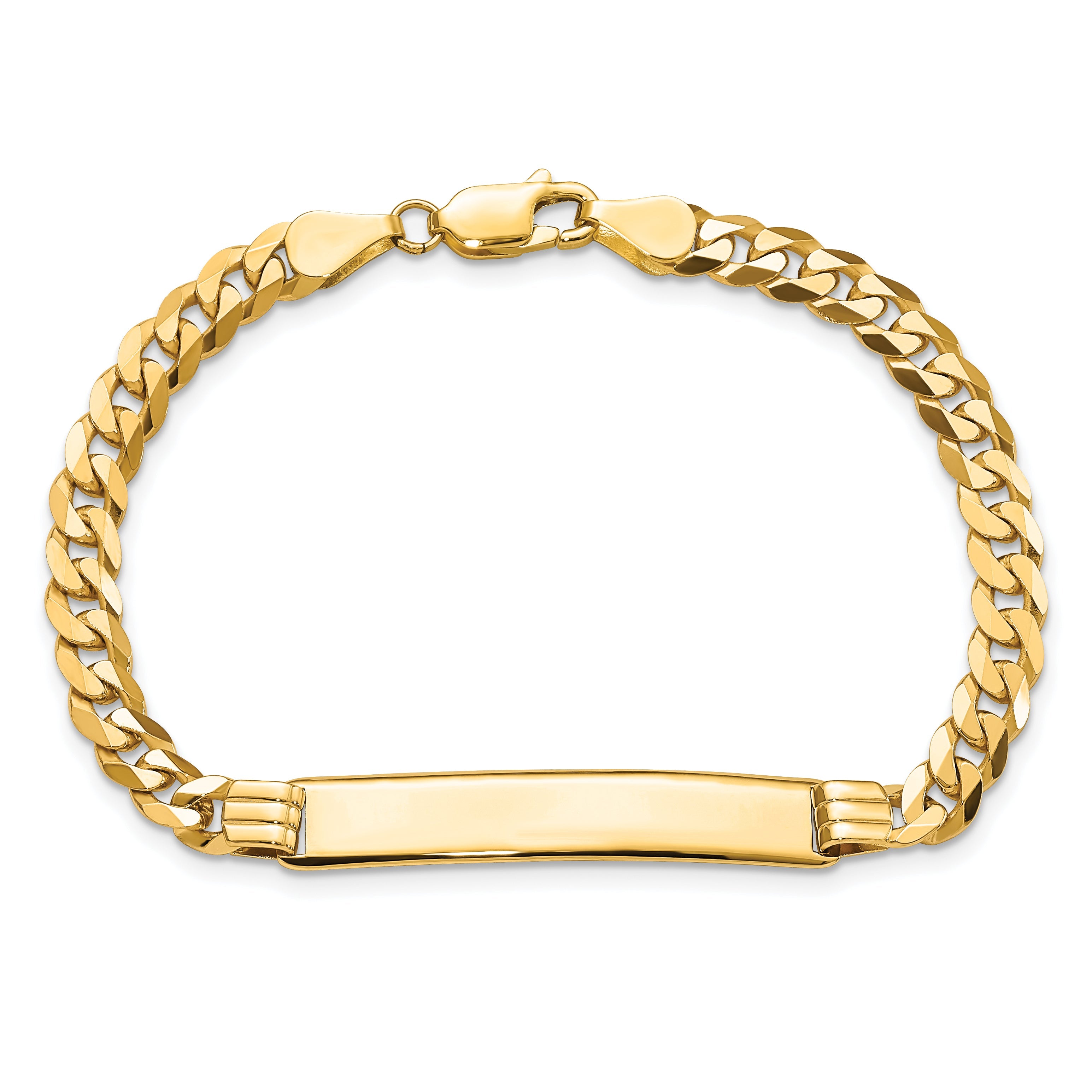 10K Yellow Gold Flat Curb Link Id Bracelet