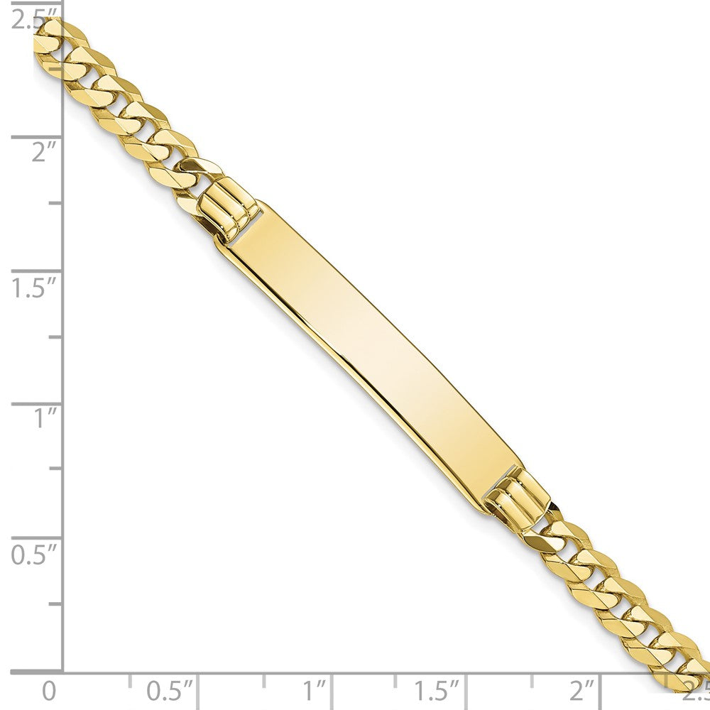 10K Yellow Gold Flat Curb Link Id Bracelet