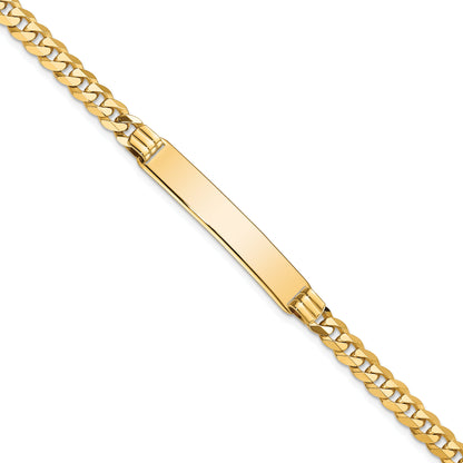 10K Yellow Gold Flat Curb Link Id Bracelet