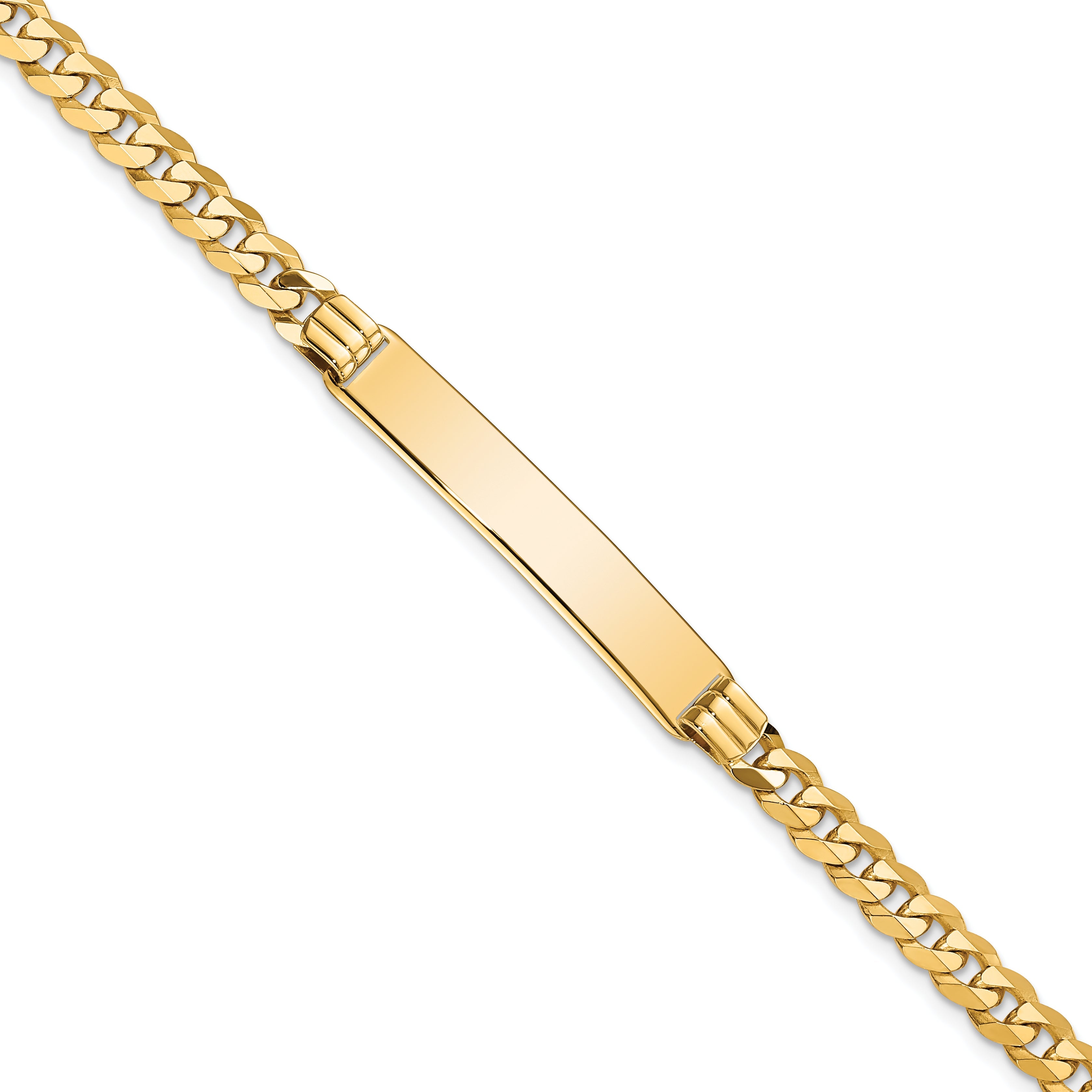 10K Yellow Gold Flat Curb Link Id Bracelet