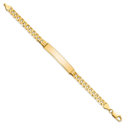 10K Yellow Gold Flat Curb Link Id Bracelet