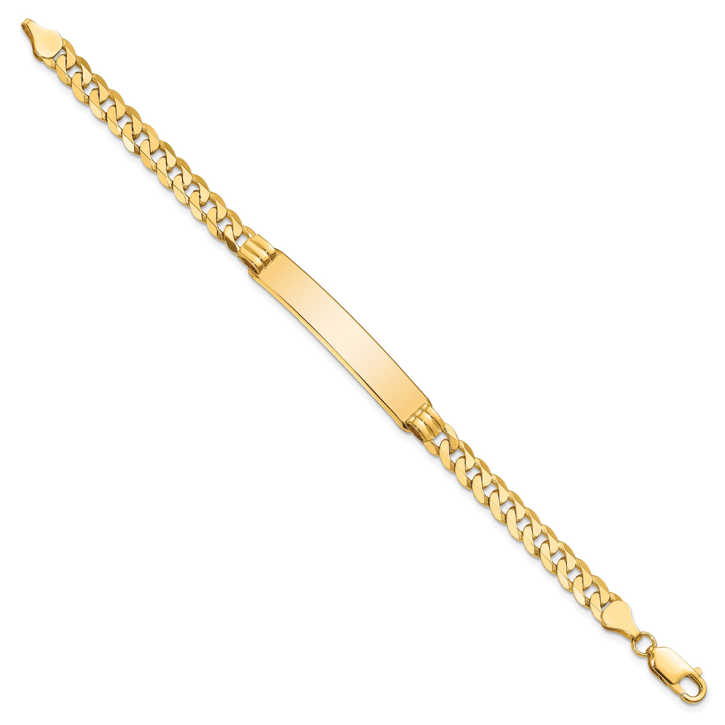 10K Yellow Gold Flat Curb Link Id Bracelet