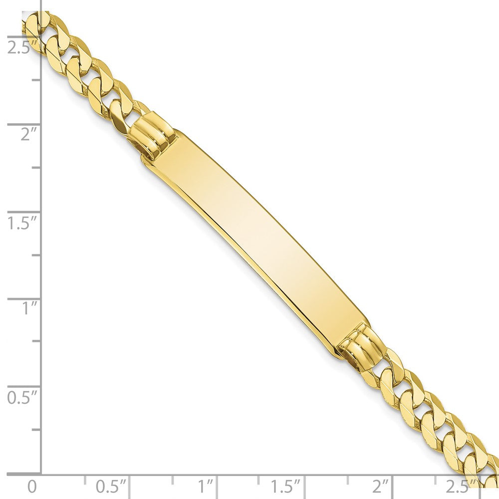 10K Yellow Gold Flat Curb Link Id Bracelet