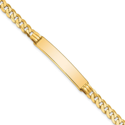 10K Yellow Gold Flat Curb Link Id Bracelet