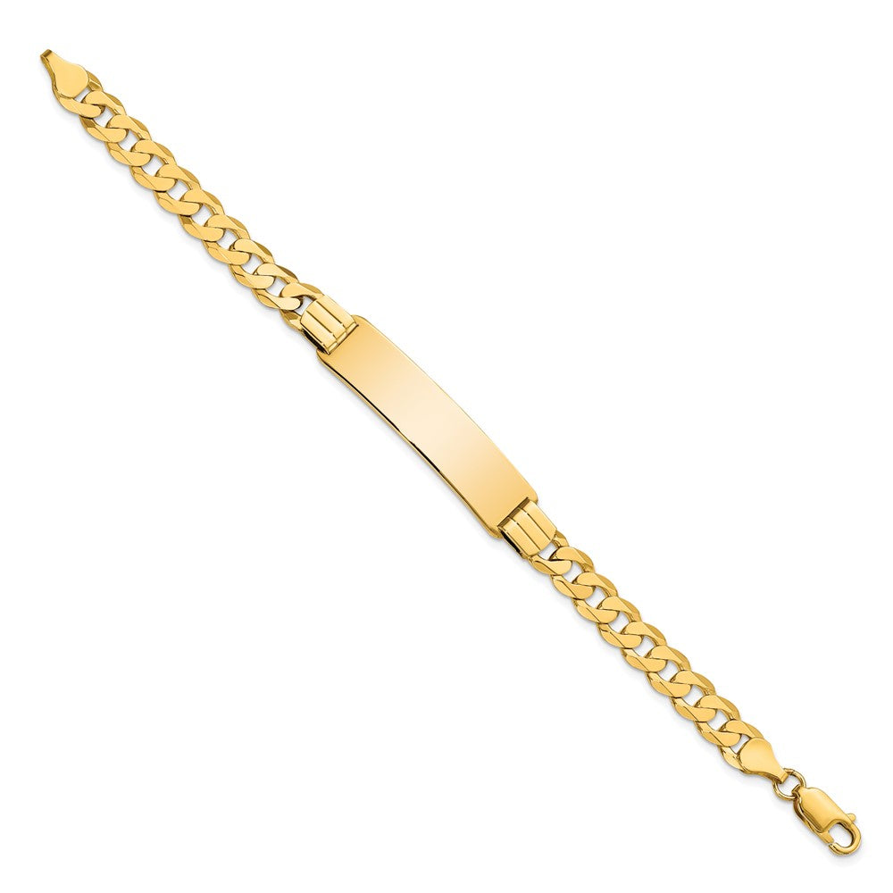 10K Yellow Gold Flat Curb Link Id Bracelet