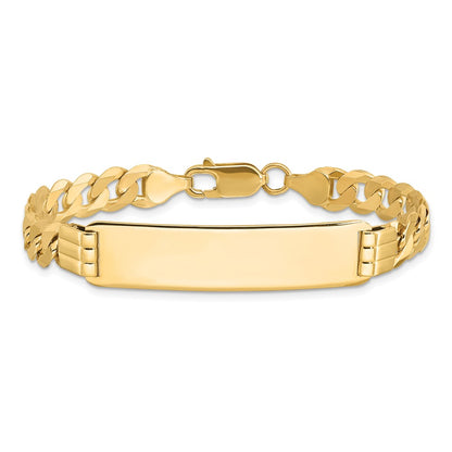 10K Yellow Gold Flat Curb Link Id Bracelet