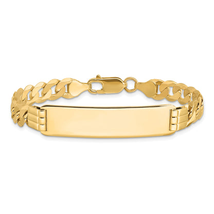 10K Yellow Gold Flat Curb Link Id Bracelet